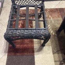 Rattan Seat/Ottoman. Brown woven.