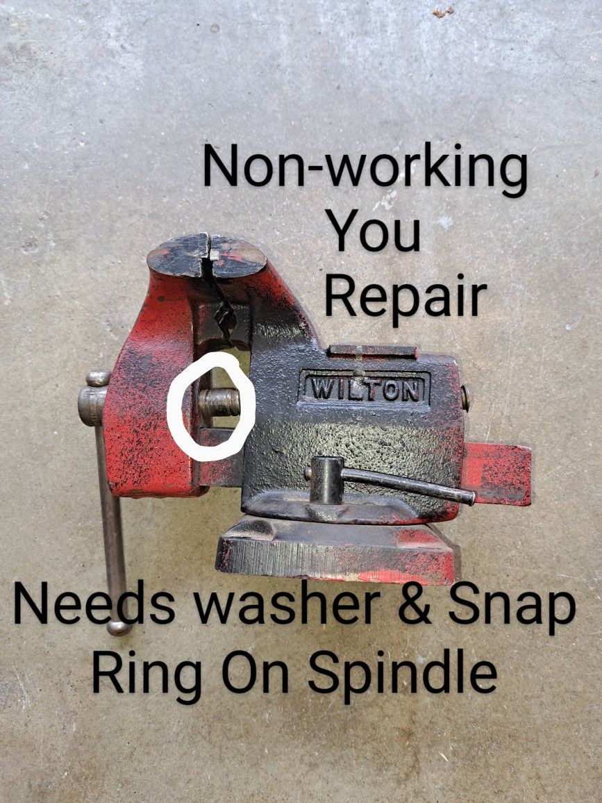 Vintage Wilton (Non-working) 4" Bench Vise (Needs Washer & Snap Ring On Spindle) You Repair.