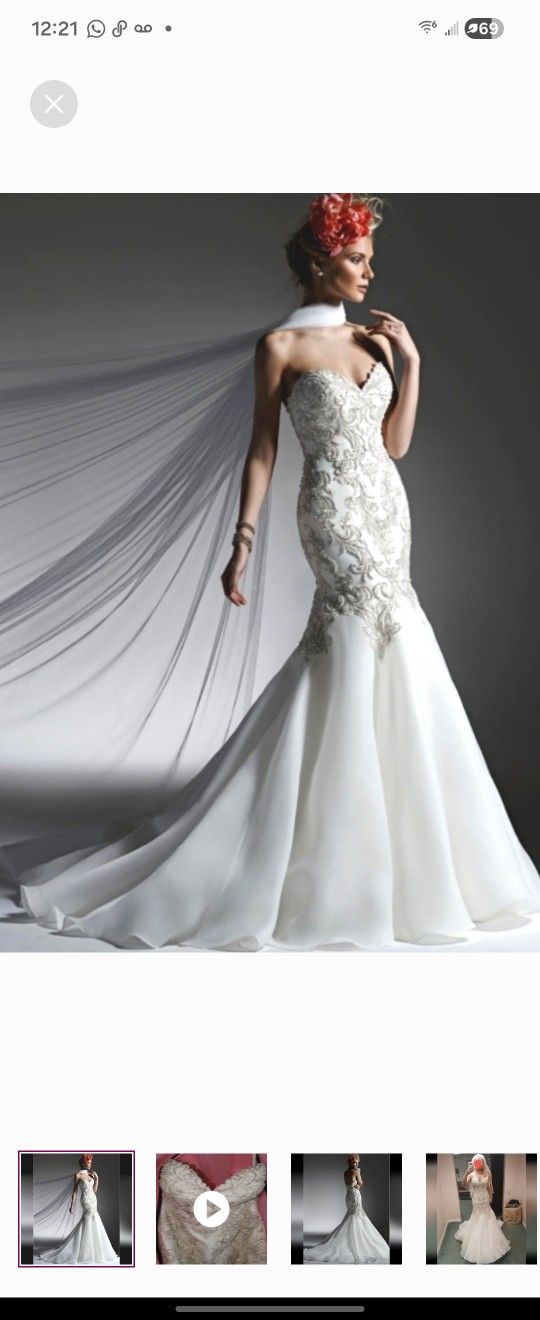 COUTURE! Sottero & Midgley Swarovski Encrusted Satin Wedding Gown Discontinued HIGH DEMAND!