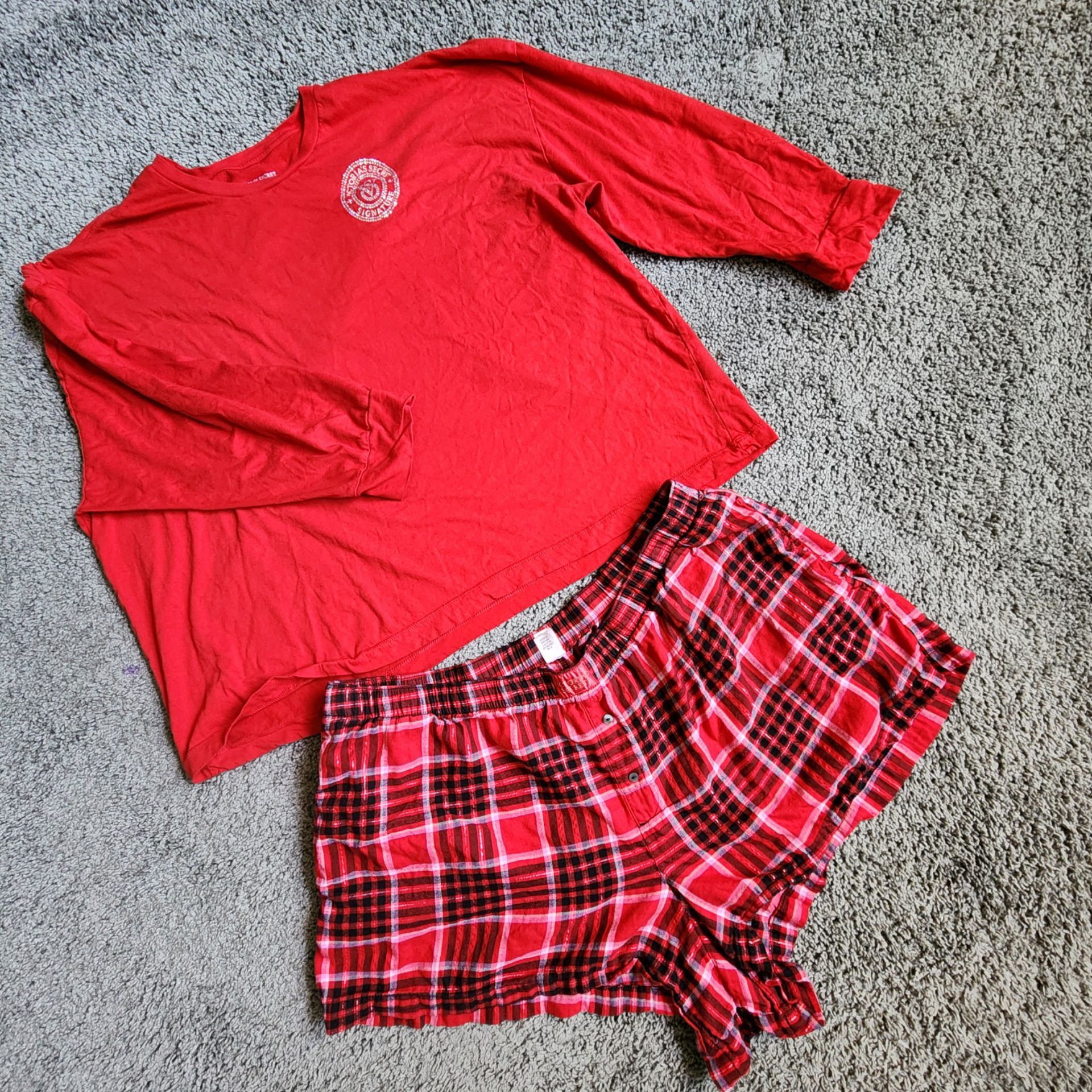 Victoria's Secret Plaid Pajama Short Set XXL Red Cotton Modal