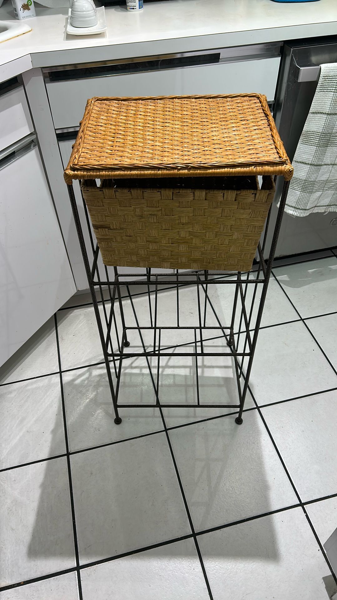 3 Tier Wicker And Metal Storage