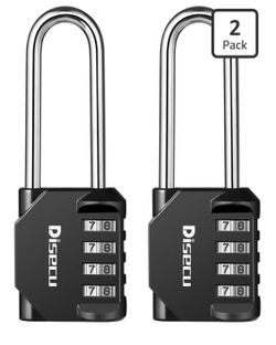 2 Pack disecu 2.6 Inch Long Shackle Combination Lock, 4 Digit Outdoor Waterproof Padlock for School Gym Locker, Sports