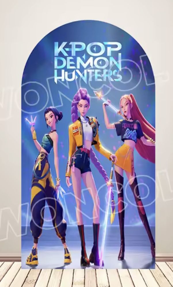KPop Demon Hunters Arch Backdrop Backdrop Polyester Double-Sided KPop Demon Hunters Arch 6.6ft