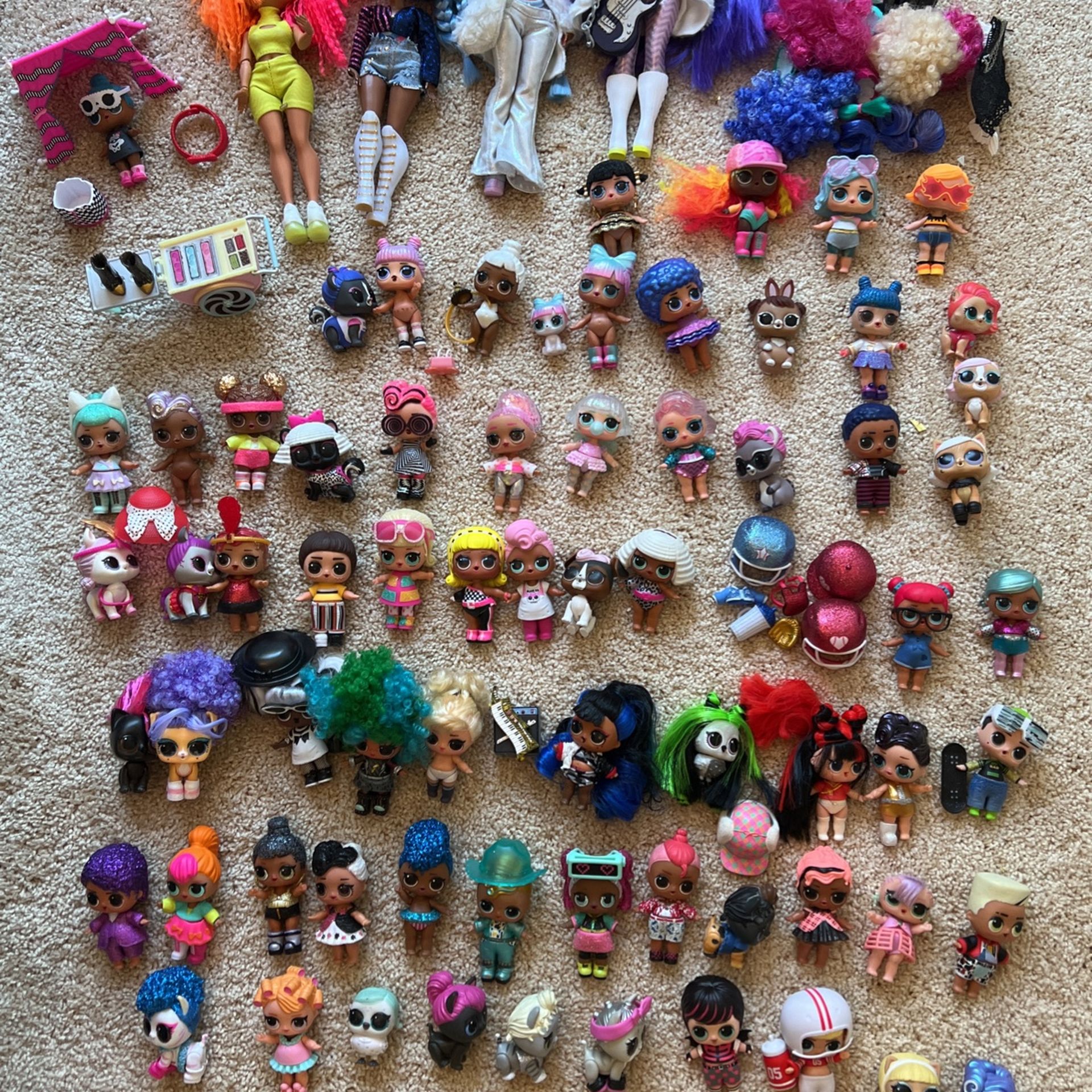 Giant Lol Pack With Accessories ,Ice Cream Truck Mini, And Omg Dolls!