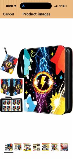 Trading Card Binder 4-Pockets, 400 Pockets Card Holder with 50 Removable Sleeves, Large Capacity & Waterproof Zipper Album Holder for Trading Card Col