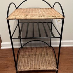 Rattan and Iron Side Table