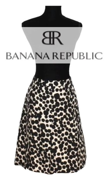 Banana Republic 100% silk pleated polka dot skirt size 6