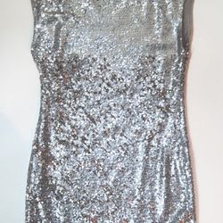 Alice + Olivia Silver Sequin Sheath