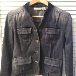 DKNY Black Military Style Black Denim Jacket
