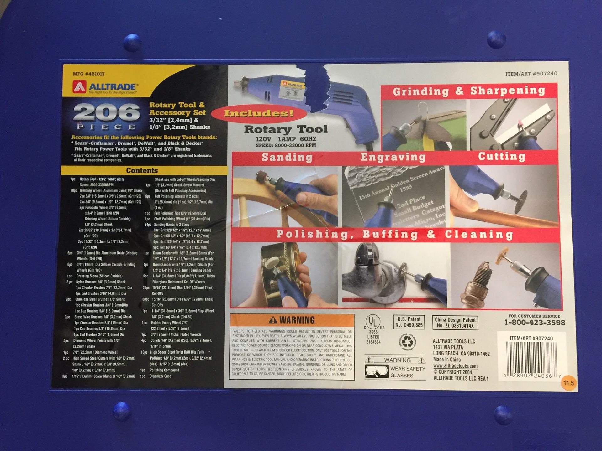 Alltrade (Dremel) Rotary Tool & Accessory Set 206Pieces for Sale in