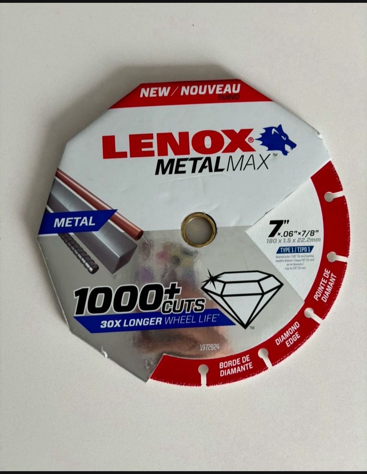 Brand new- still in packaging. Never opened. Lenox MetalMax 7 in. D X 7/8 in. Diamond/Metal Cut-Off Wheel 1 pc