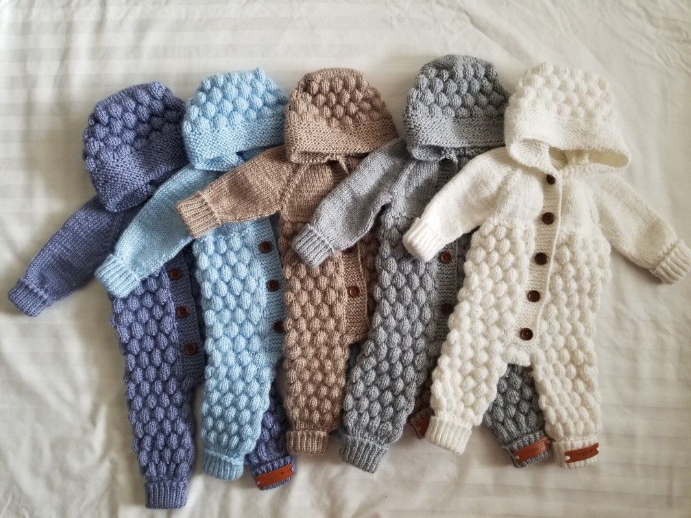 Handmade Knit Overalls, Baby Romper