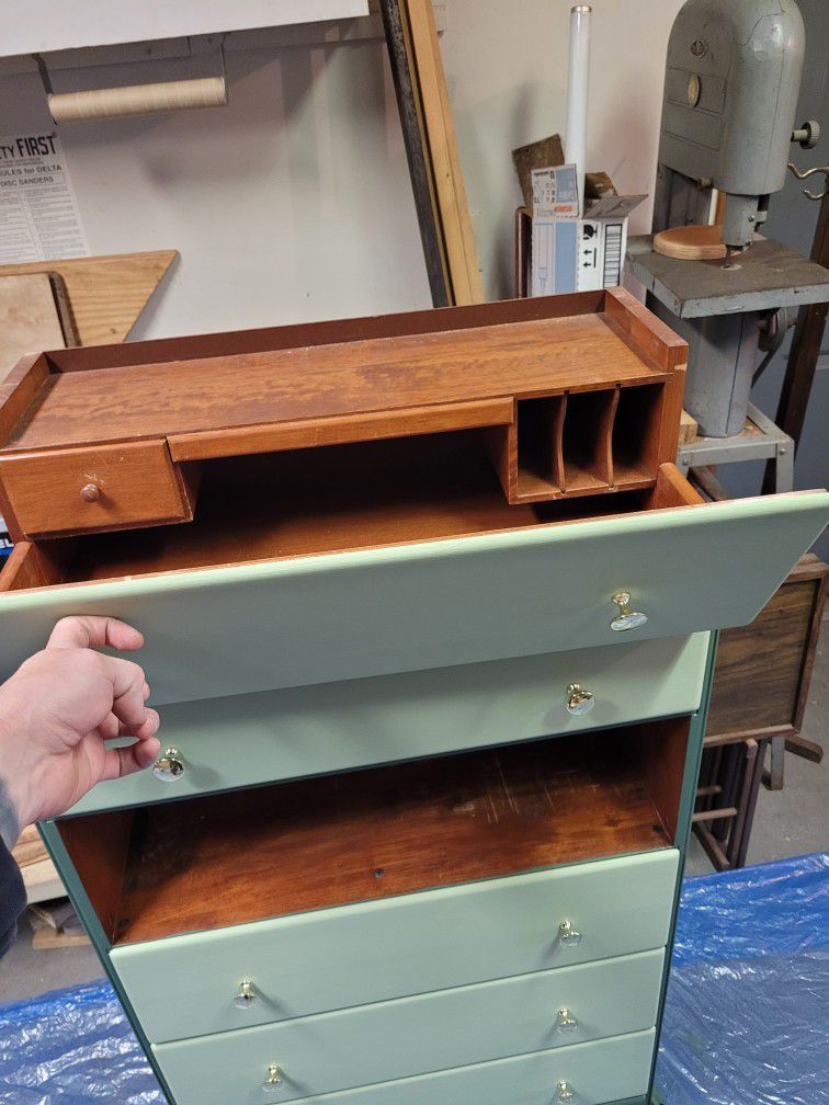 All Wood Dresser, Repurposed. Hidden Desk Drawer!