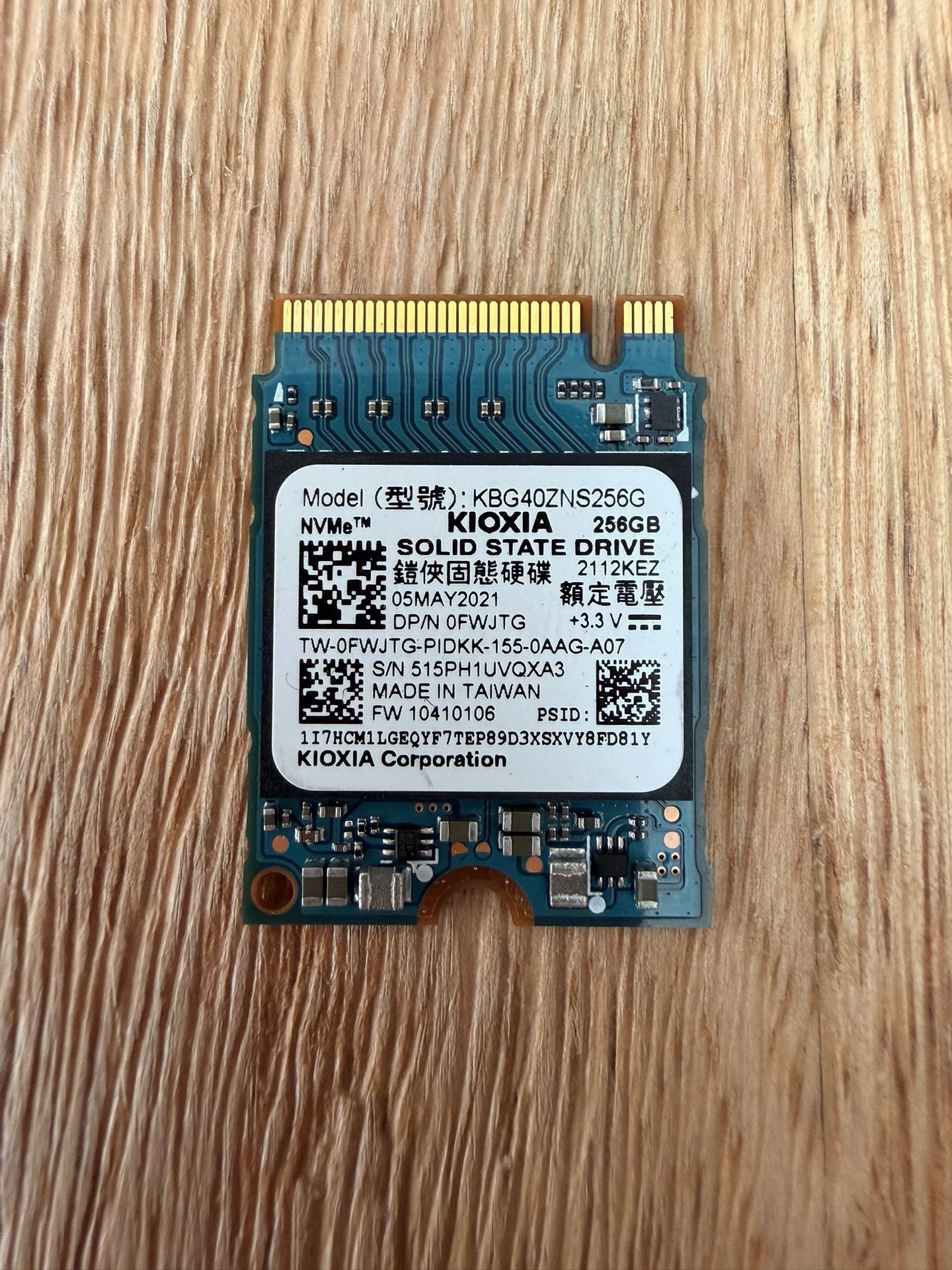 SSD Toshiba(Kioxia) 256GB PCIe NVMe 2230 SSD (KBG40ZNS256G) (OEM), 30mm