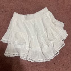 New small white ruffle short skirt skort boho mini lace