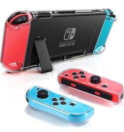 Dockable Clear Case for Nintendo Switch, VANJUNN 3 in 1 Protective Case Cover for Nintendo Switch and Joy-Con Controller with Clear Grip Cover Shock-A