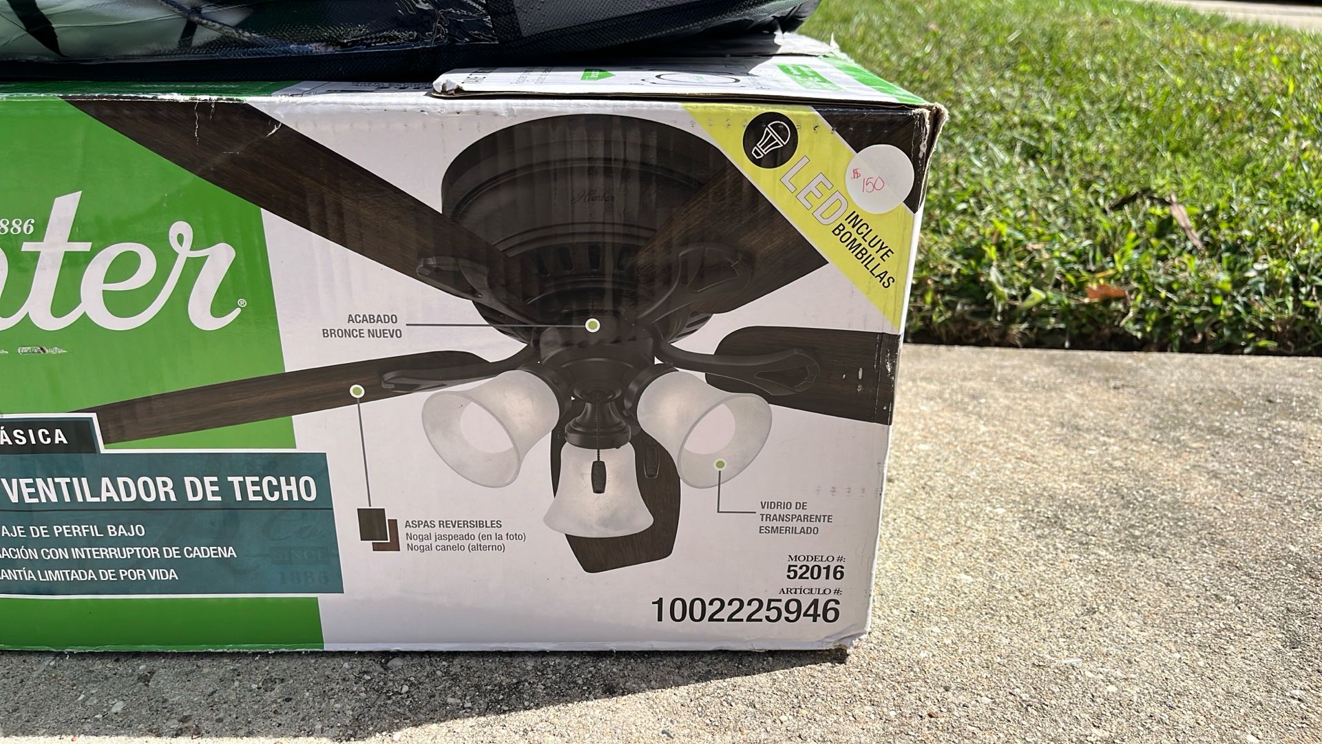 52 Inch Hunter Ceiling Fan With Reversible Blades
