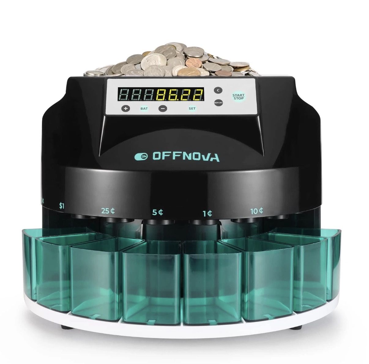 brand new OFFNOVA Electric Automatic Coin Sorter & Change Counter Machine Coins up to