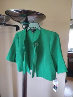 Petite Kelly Green Cropped Bolero Jacket