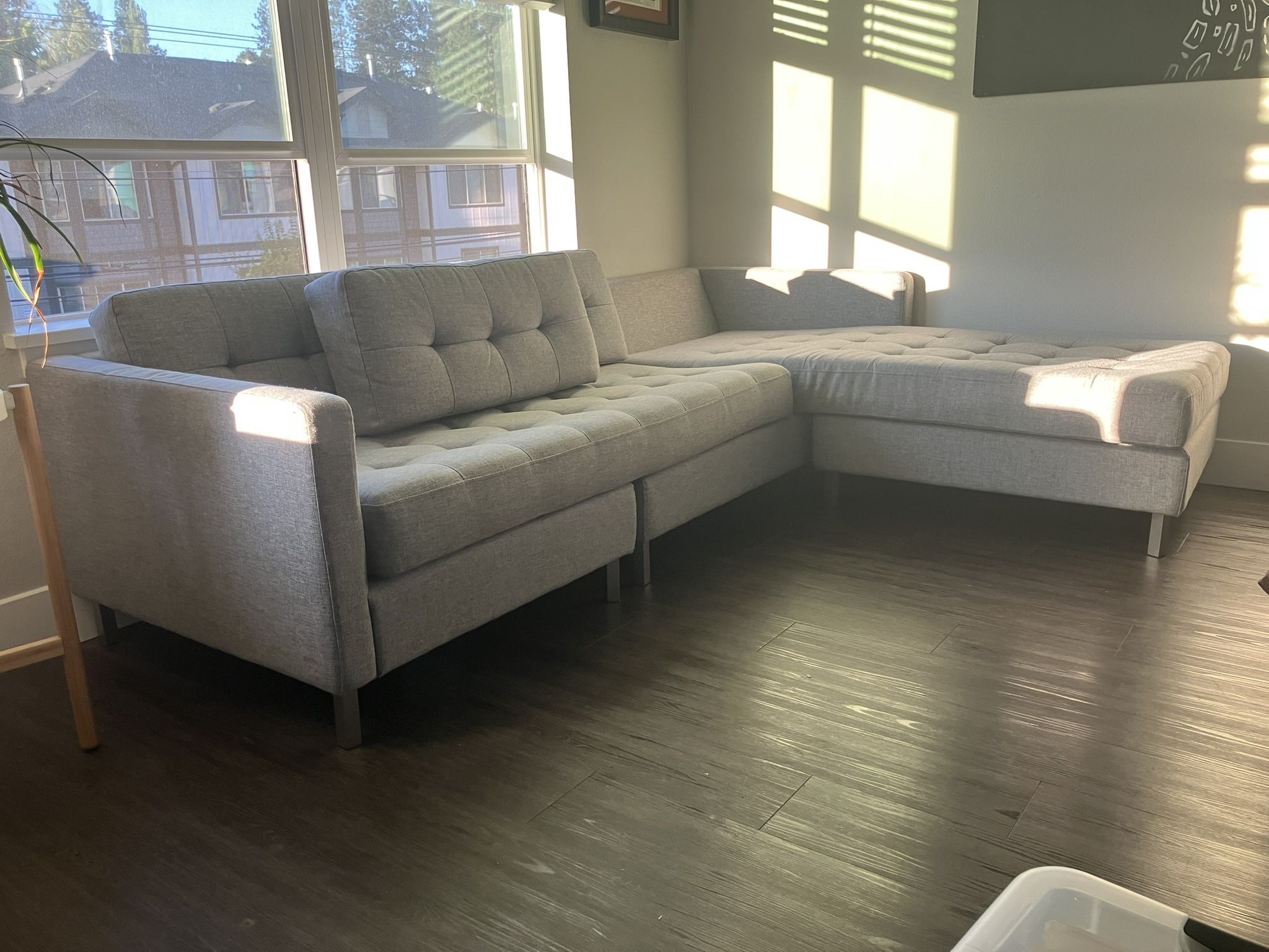 CB2 Grey Sectional L-Shaped Couch