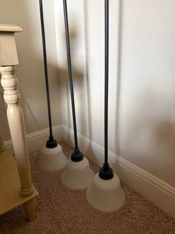 Set of 3 Pendant Lights with Frosted Glass Shades