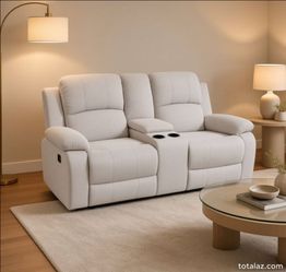 Upholstered Manual Reclining Sofa Loveseat