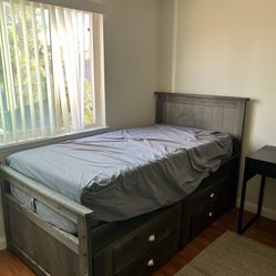 Twin Bed Frame with 2 Storage Drawers