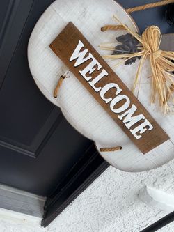 Decorative Pumpkin Door Hanger with Welcome Sign
