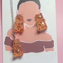Teddy bear hearing with necklace set
