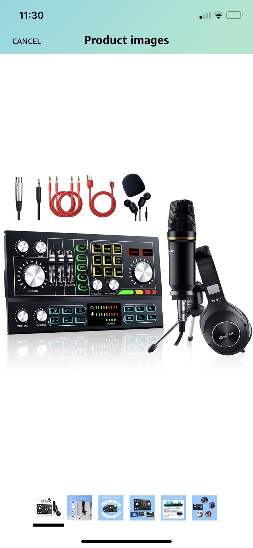 odcast Equipment Bundle with Studio Condenser Microphone Sound DJ Mixer Broadcast ALL-IN-ONE Audio Interface [DIY Sound Effect] For PC/Laptop/Smartpho