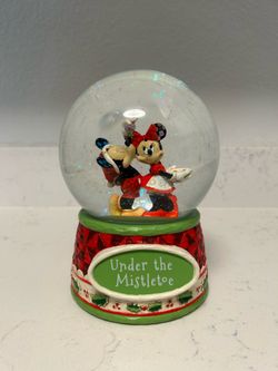 Mickey Mouse & Minnie Mouse "Under the Mistletoe "Holiday Snow Globe