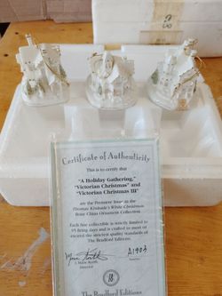 Thomas Kinkade White Christmas Bone China Ornaments Set