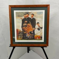 Garfield’s Rain Out Artist Proof – Signed Jim Davis Lithograph 22"x20" – Baseball Comic Art Collectible Framed