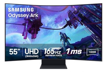 Samsung 55" Odyssey Ark 2nd Gen 4K UHD 1000R Curved Gaming Monitor, 165Hz, 1ms, 4 Input Multi View, Quantum Mini-LED, AMD FreeSync Premium Pro, HDR 10