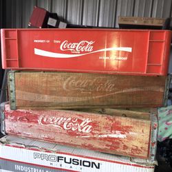Antique Coke-a-cola Crates And POP Bottles