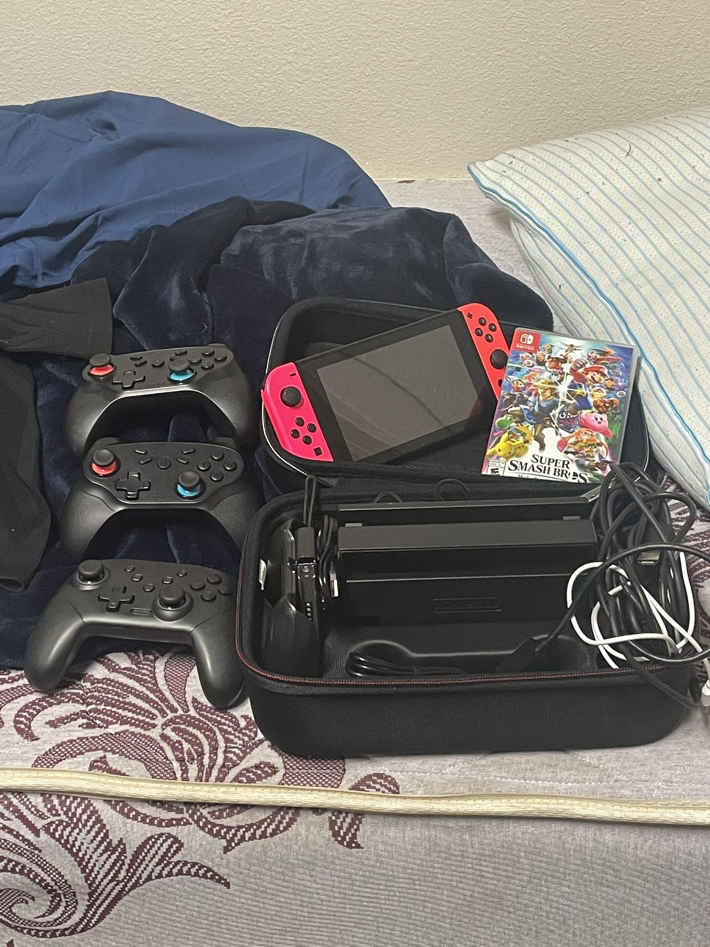 Nintendo Switch And Controllers Case And All