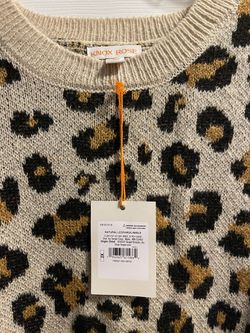 Knox Rose Leopard Print Sweater Women's 2x Crew Neck Stretch Knit