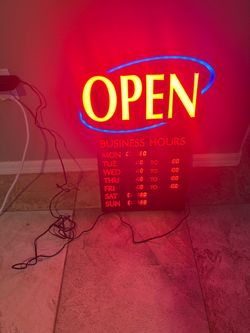 LED Open Sign with Business Hours Display