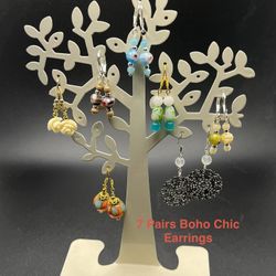 7 pairs of Boho Chic Handmade Earrings.