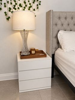 White 3-Drawer Nightstand Bedside Table