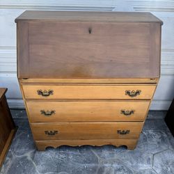 Antique / vintage solid wood secretary desk with three drawer dresser excellent condition . measurements:, 16 1/2deep x 32 1/2 L x 40 H . 