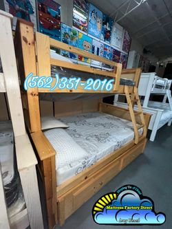 Twin full full natural bunk bed with mattresses colchones camas nuevas