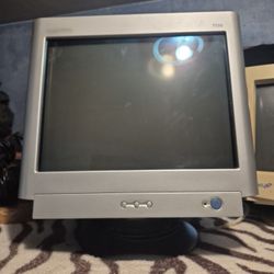 Silver And Black Flat Screen CRT Monitor