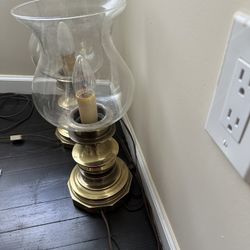Gold and Glass Electric Hurricane Lamp