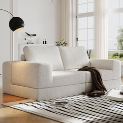 Modern Bouclé Sofa / Couch – Cream – NEW – Retail $325