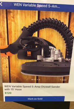 WEN Variable Speed 5-Amp Drywall Sander with 15’ hose