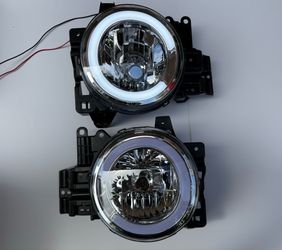 07-14 Toyota FJ Cruiser 2Pc LED Headlights; Chrome Housing With Clear Corners; Luces Cromadas