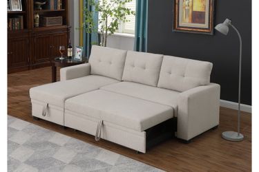 New in Box 82" Reversible Sleeper Sectional Sofa w/ Storage Chaise