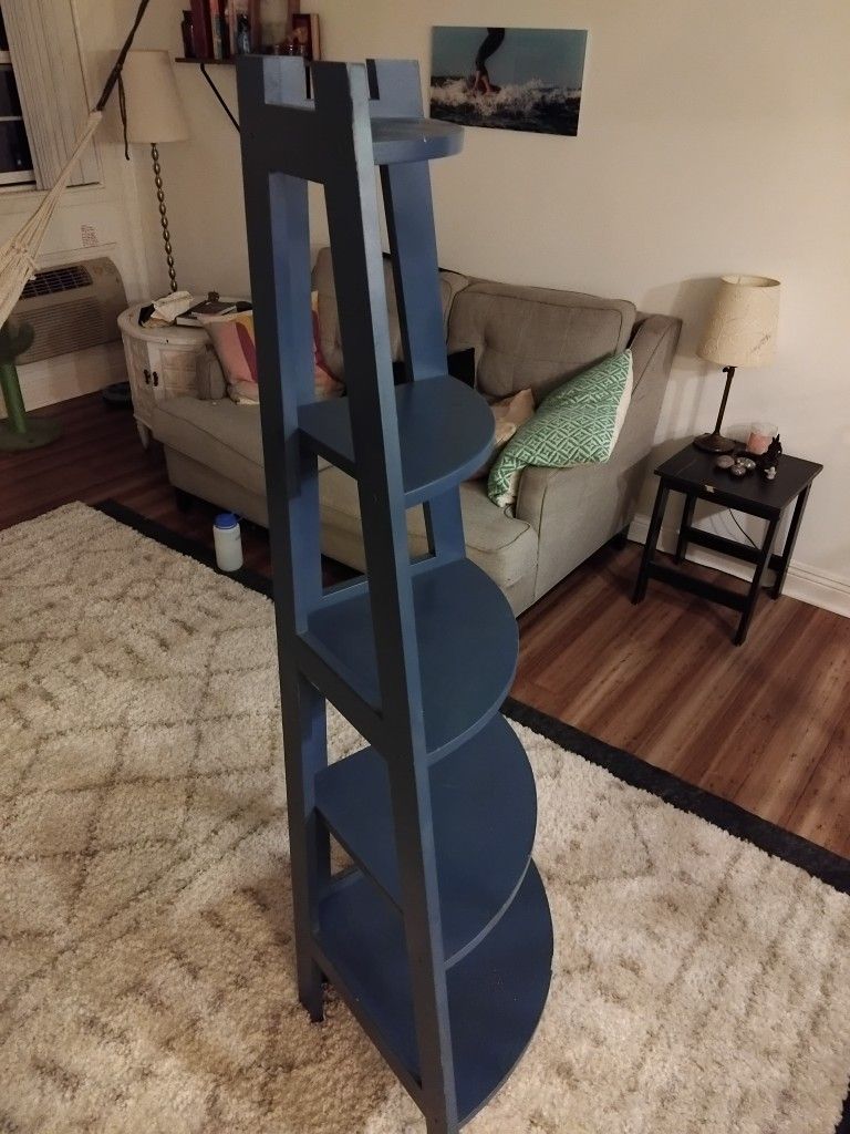 Corner Bookshelf Blue 5 Shelves