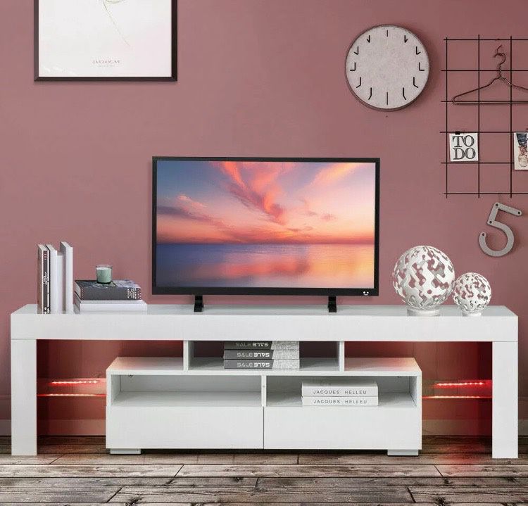 BRAND NEW ELEGANT TV STAND WITH LED LIGHT MODERN DESIGN FOR MULTIPLE USE TV STAND/BOOK SHELF/GAMING/DISPLAY STAND
